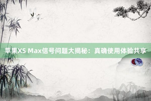 苹果XS Max信号问题大揭秘：真确使用体验共享